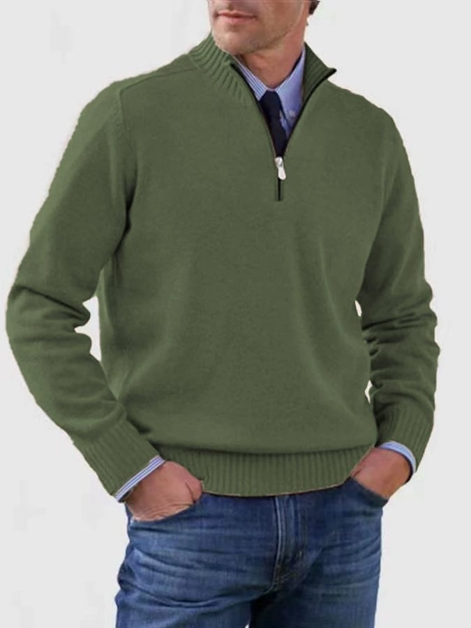 Men's Casual Knitted Sweater Zipper Wool Sweater Warm Bottoming Sweater
