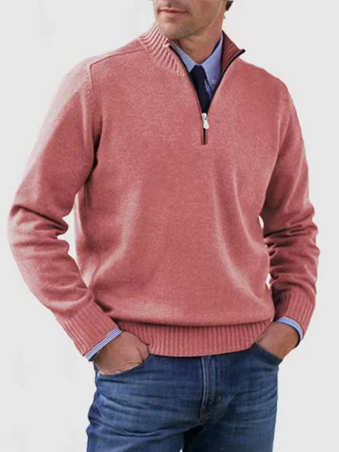 Men's Casual Knitted Sweater Zipper Wool Sweater Warm Bottoming Sweater