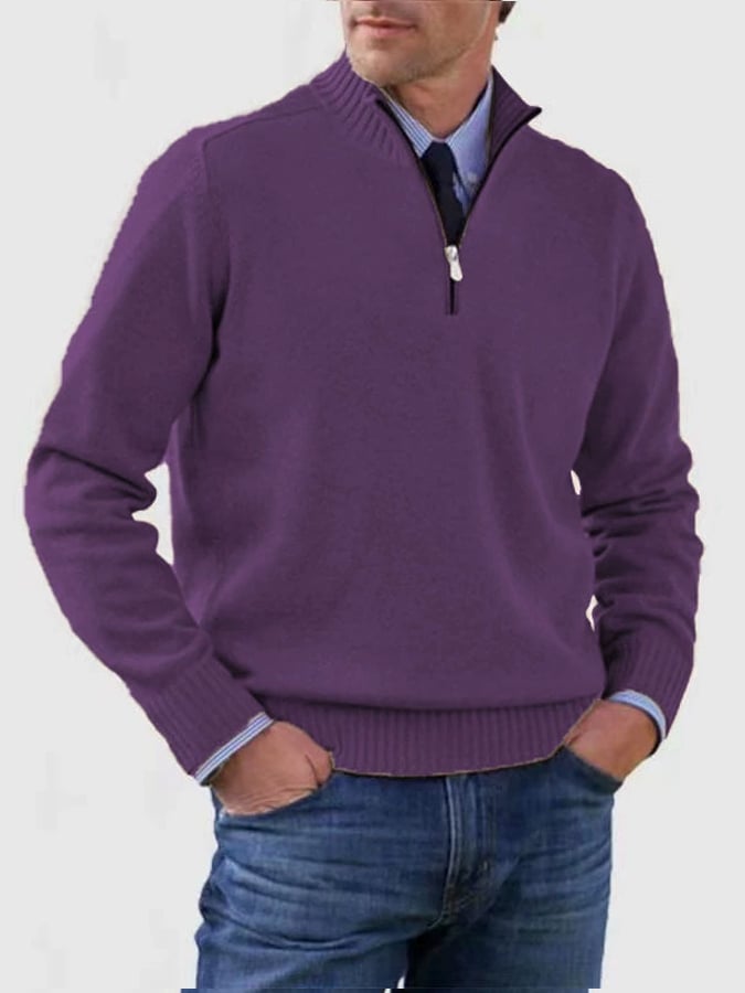 Men's Casual Knitted Sweater Zipper Wool Sweater Warm Bottoming Sweater