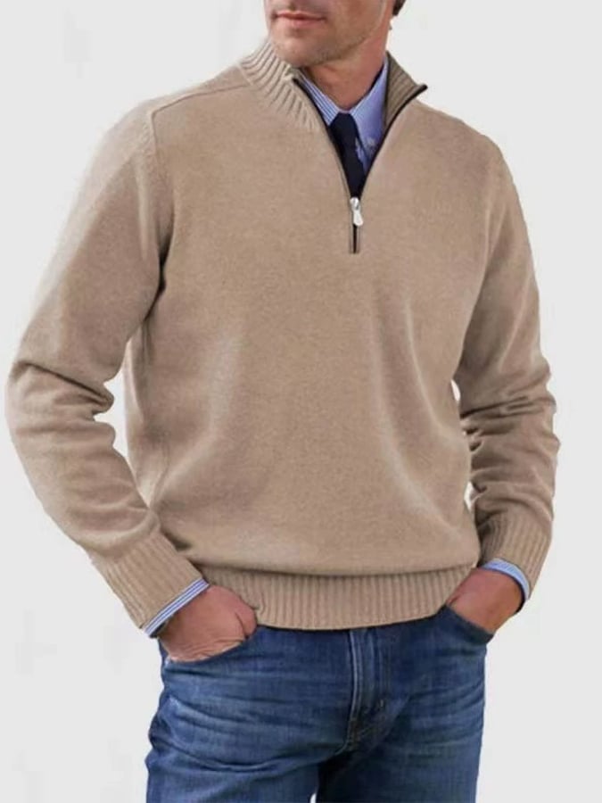 Men's Casual Knitted Sweater Zipper Wool Sweater Warm Bottoming Sweater