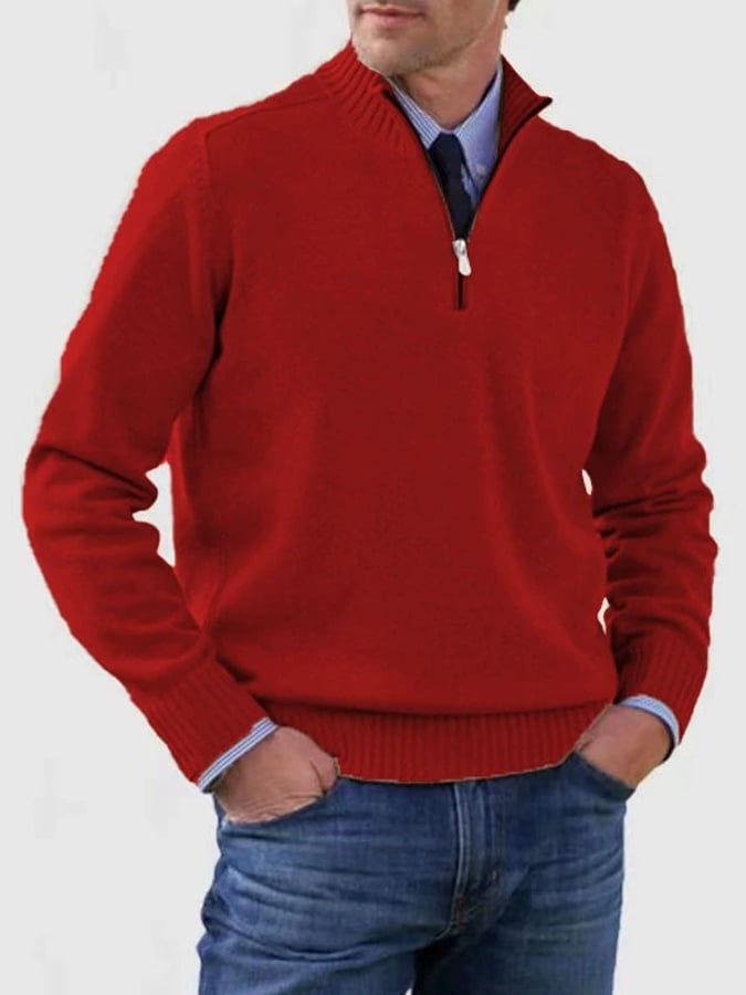 Men's Casual Knitted Sweater Zipper Wool Sweater Warm Bottoming Sweater