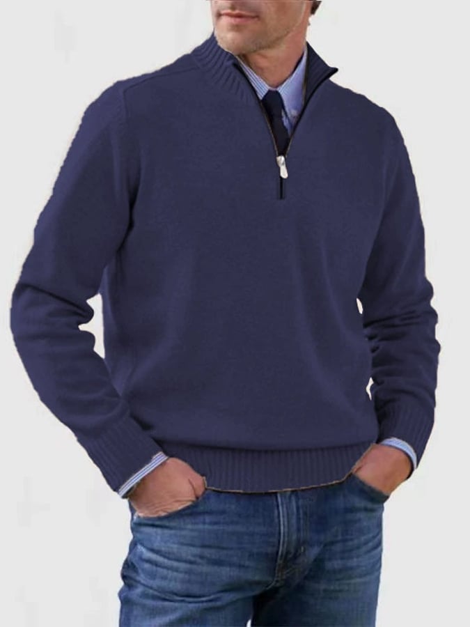 Men's Casual Knitted Sweater Zipper Wool Sweater Warm Bottoming Sweater