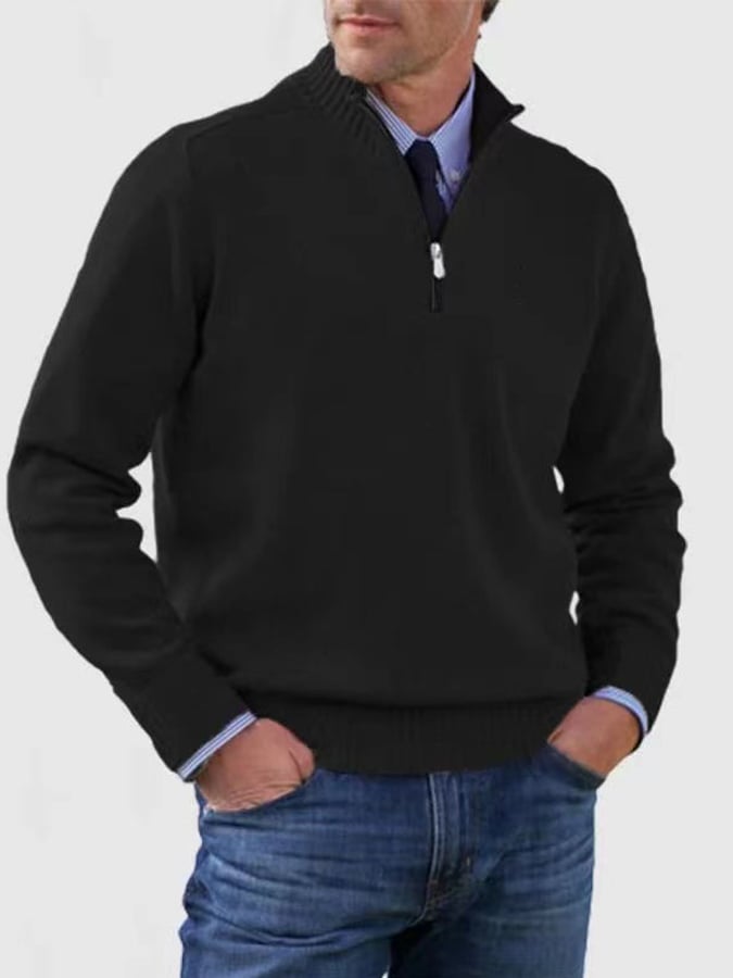 Men's Casual Knitted Sweater Zipper Wool Sweater Warm Bottoming Sweater