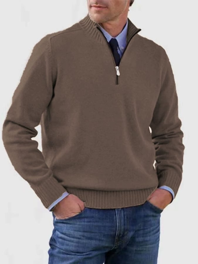 Men's Casual Knitted Sweater Zipper Wool Sweater Warm Bottoming Sweater