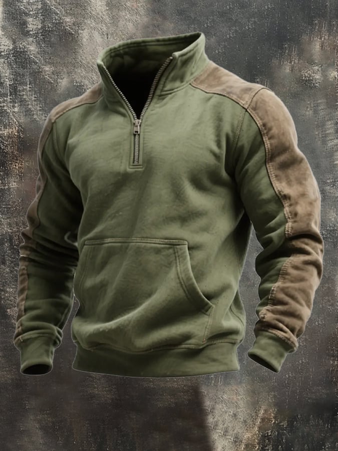 Men's Retro Comfortable Color Splicing Light Sweatshirt