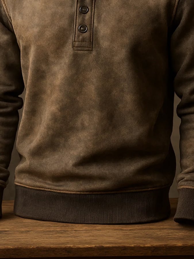 Men'S Casual Retro Contrast Color Stand Collar Long Sleeve Sweatshirt