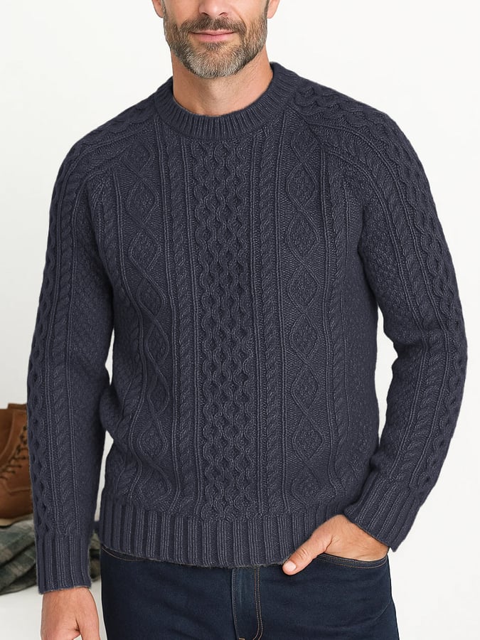Men's Retro Thick Hand-woven Knitted Sweater