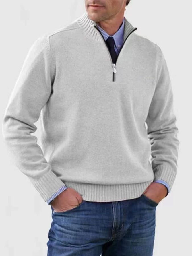 Men's Casual Knitted Sweater Zipper Wool Sweater Warm Bottoming Sweater