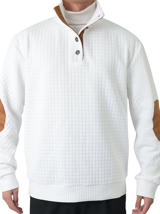 Men's Stand Collar Long Sleeve Casual Outdoor Sweatshirt Jacquard Sweater