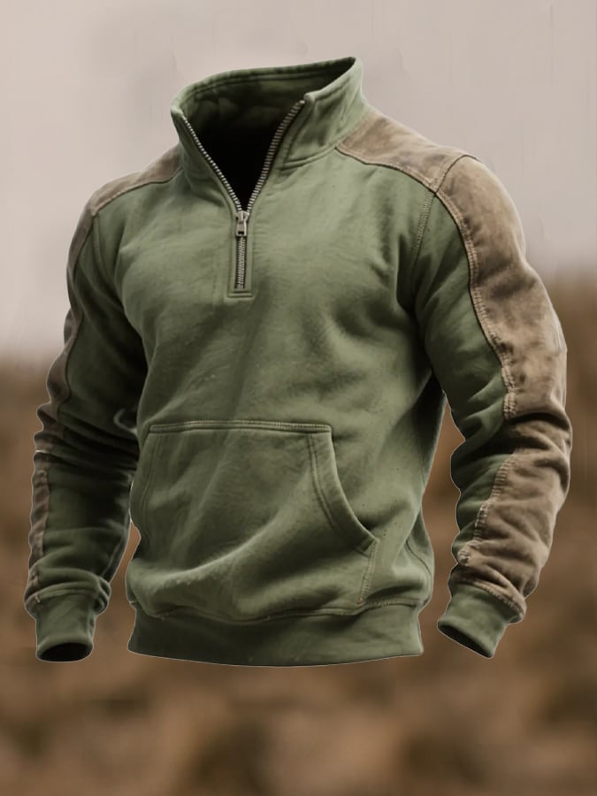 Men's Retro Comfortable Color Splicing Light Sweatshirt