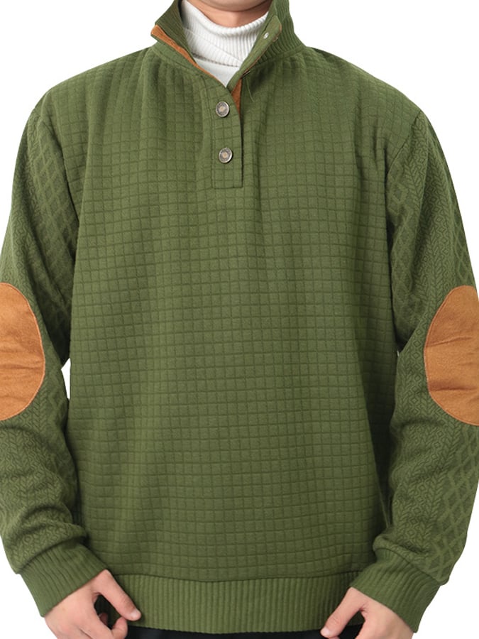 Men's Stand Collar Long Sleeve Casual Outdoor Sweatshirt Jacquard Sweater