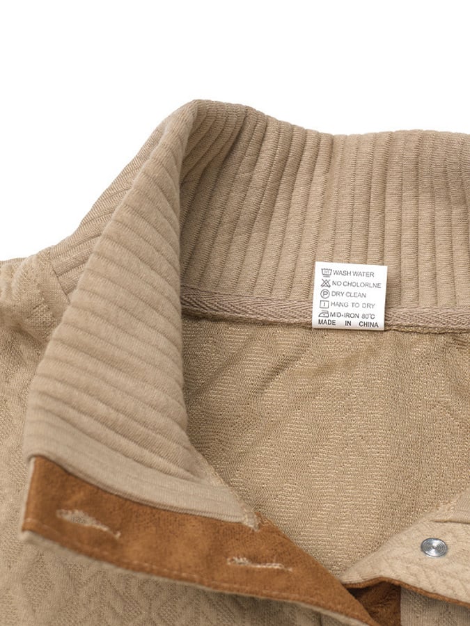 Men's Stand Collar Long Sleeve Casual Outdoor Sweatshirt Jacquard Sweater