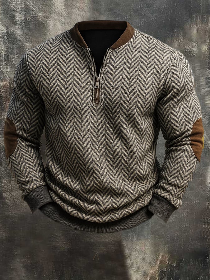 Men's Vintage Jacquard Herringbone Sweatshirt