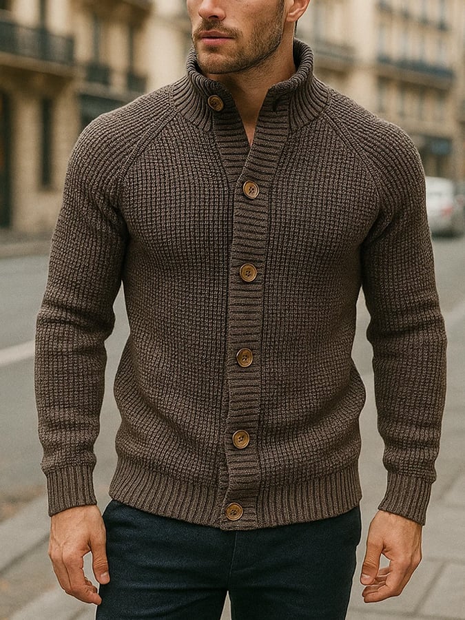 Men's Vintage Casual Knitted Wool Sweater Jacket