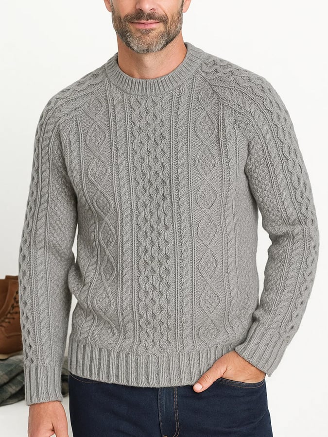 Men's Retro Thick Hand-woven Knitted Sweater