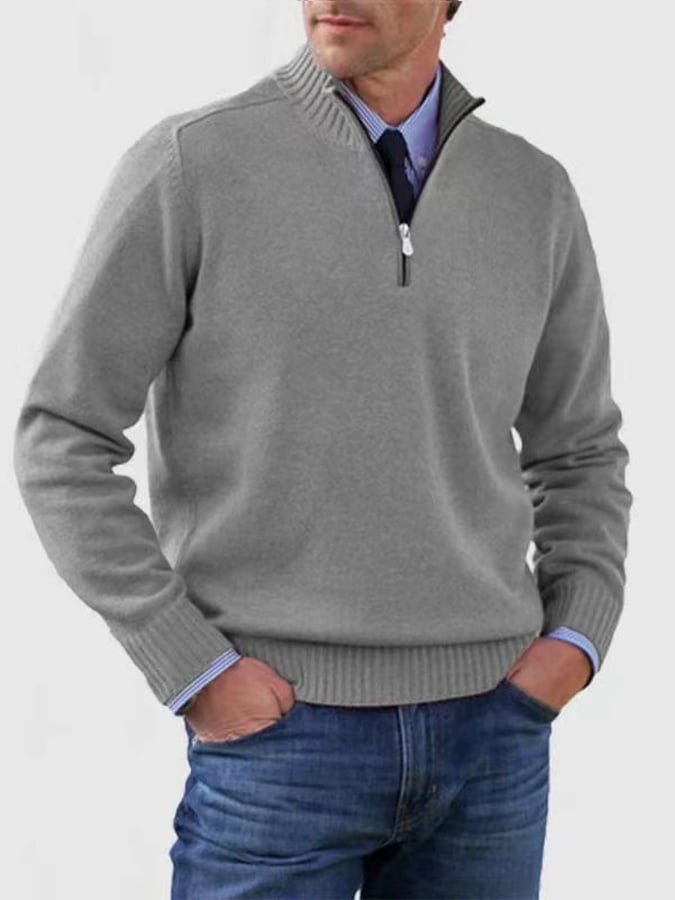 Men's Casual Knitted Sweater Zipper Wool Sweater Warm Bottoming Sweater