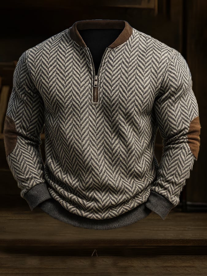 Men's Vintage Jacquard Herringbone Sweatshirt