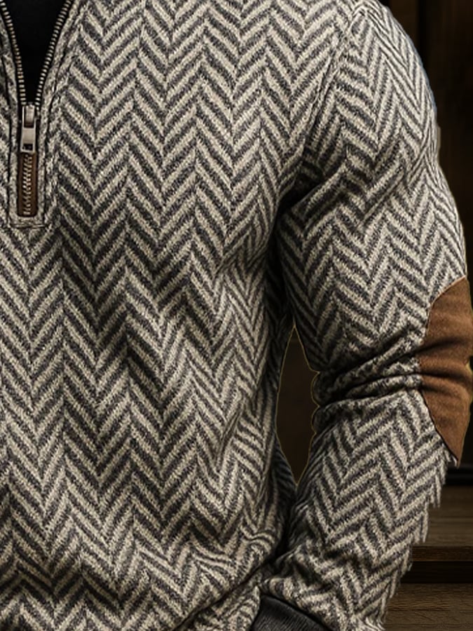 Men's Vintage Jacquard Herringbone Sweatshirt