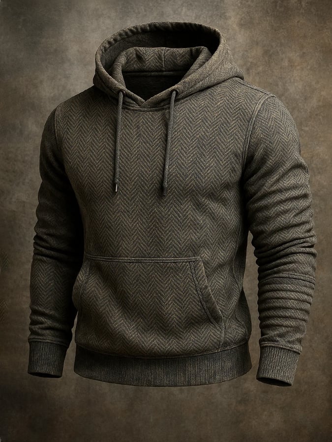 Men's Retro Distressed Print Casual Long Sleeve Sweatshirt