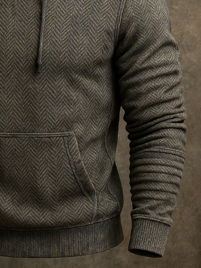 Men's Retro Distressed Print Casual Long Sleeve Sweatshirt