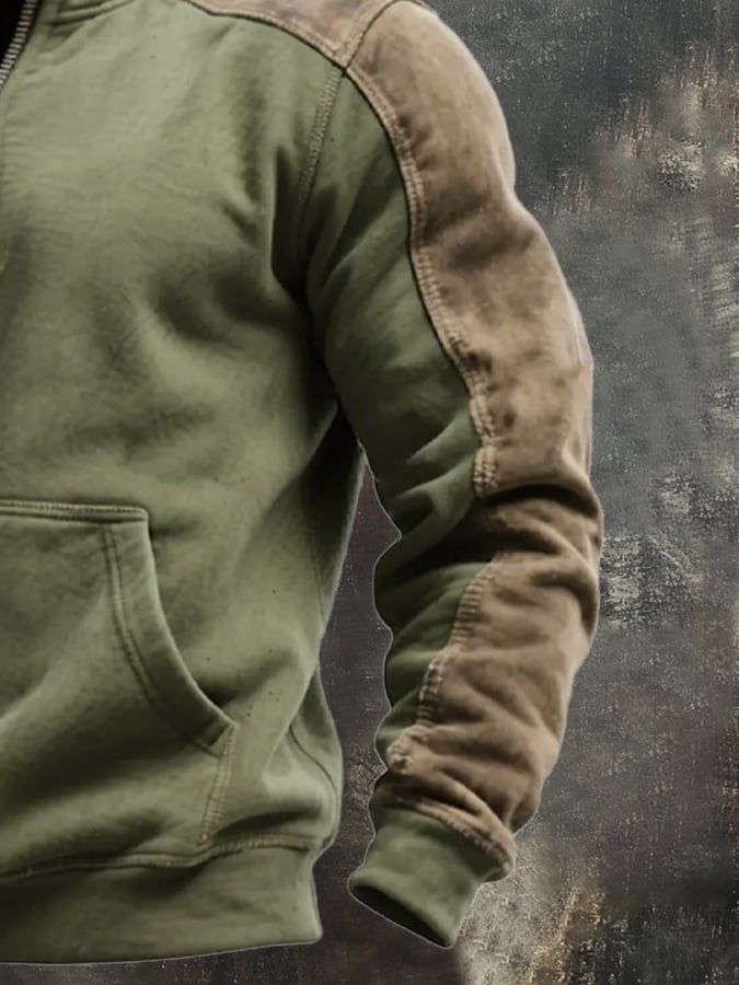 Men's Retro Comfortable Color Splicing Light Sweatshirt