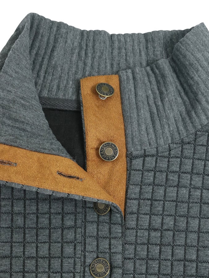 Men's Stand Collar Long Sleeve Casual Outdoor Sweatshirt Jacquard Sweater