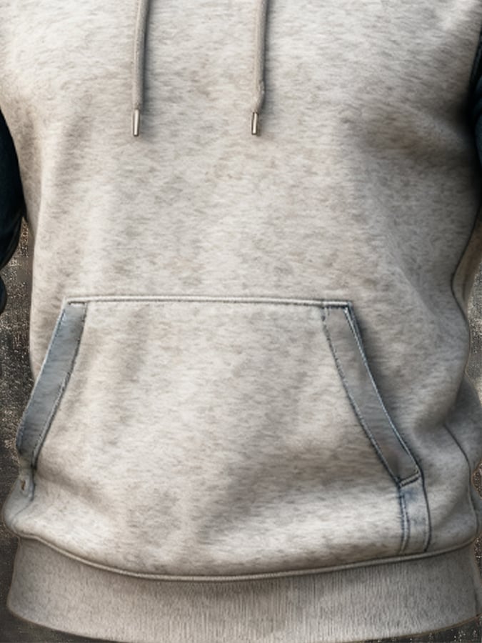 Men's Vintage Knit Denim Hooded Sweatshirt