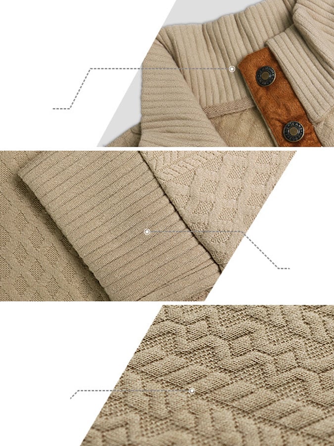 Men's Stand Collar Long Sleeve Casual Outdoor Sweatshirt Jacquard Sweater